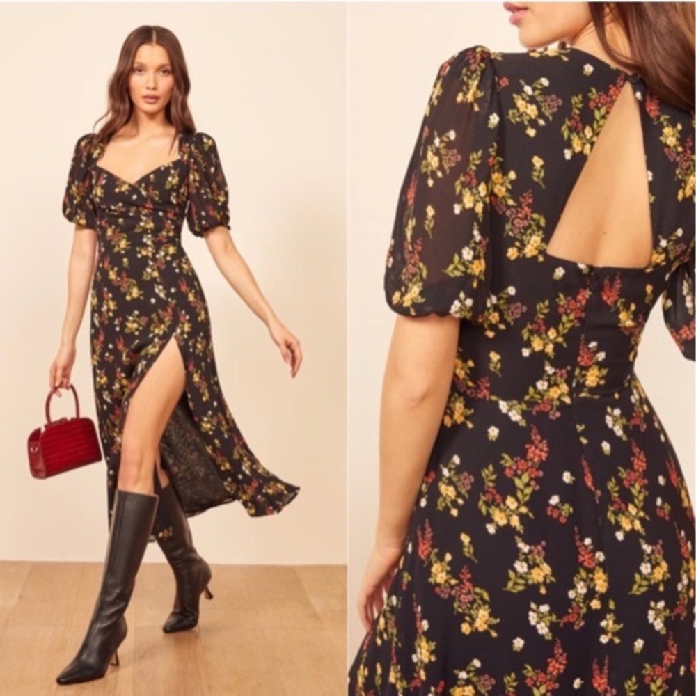 REFORMATION Vionette Wildflower Floral Midi Dress Size 0